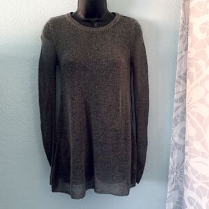 Granoe Gray & Black Sheer Knit Tunic Sweater Size XS